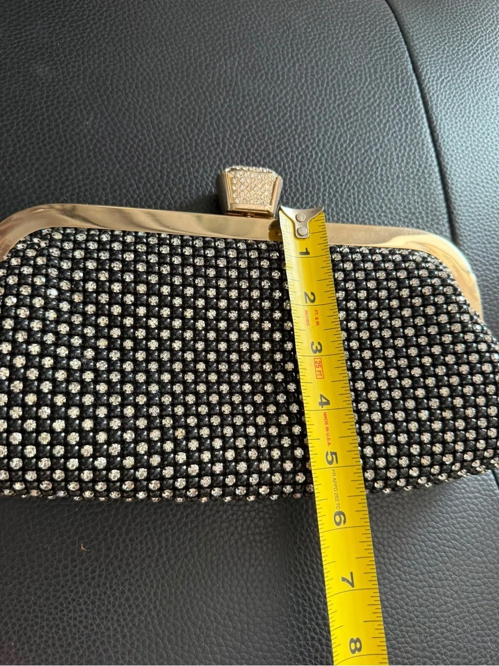 Rose Heart Black Rhinestone Crystal Evening Clutch⁠